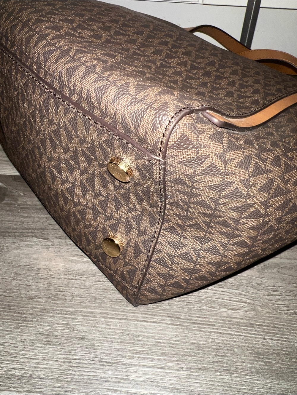 MICHAEL KORS Whitney Medium Leather Brown Signature Logo Handbag Tote - Picture 10 of 13